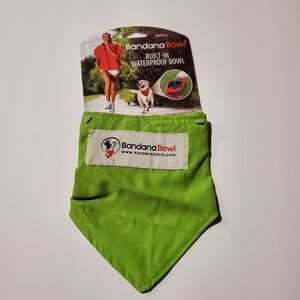 Green Dog Bandana with Built-in Bowl